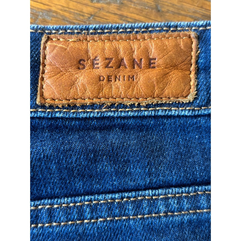 Sezane Slim High Waisted Skinny Jeans Dark Indigo Raw Hem Size‎ 28 - Picture 16 of 16